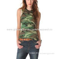 Ladies Regular Fit Cotton Jersey Camouflage Sleeveless Tank Top